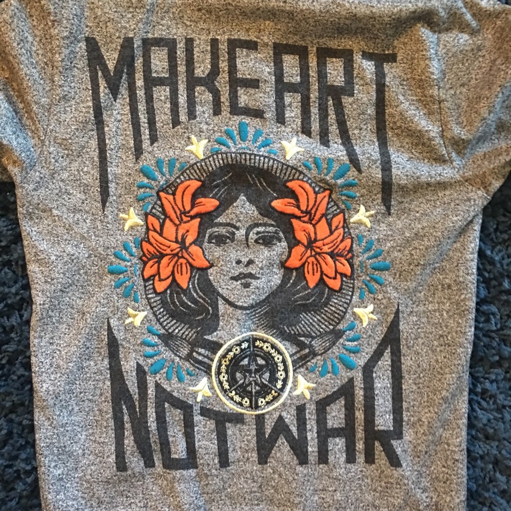 OBEY women’s embroidered hoodie make art not war